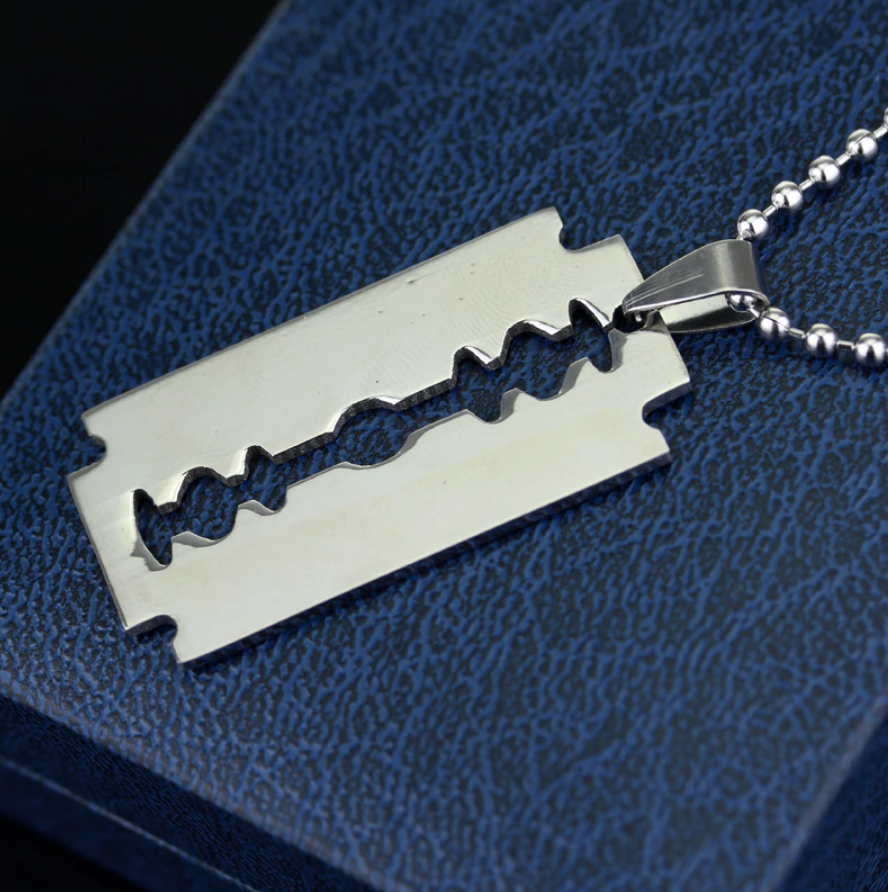 Men's razor blade necklace discount